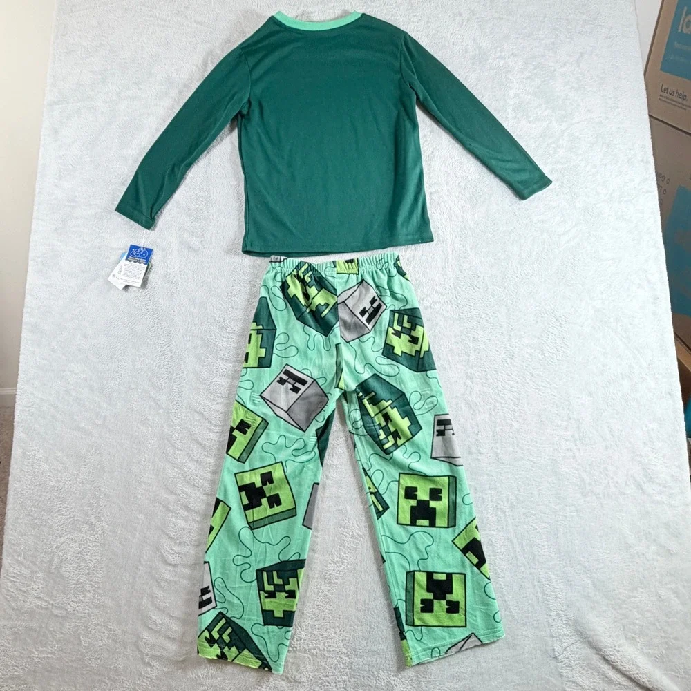 Minecraft Boys Long Sleeve Top‎ and Pants Pajama Set Green Size XS 4/5 NWT
